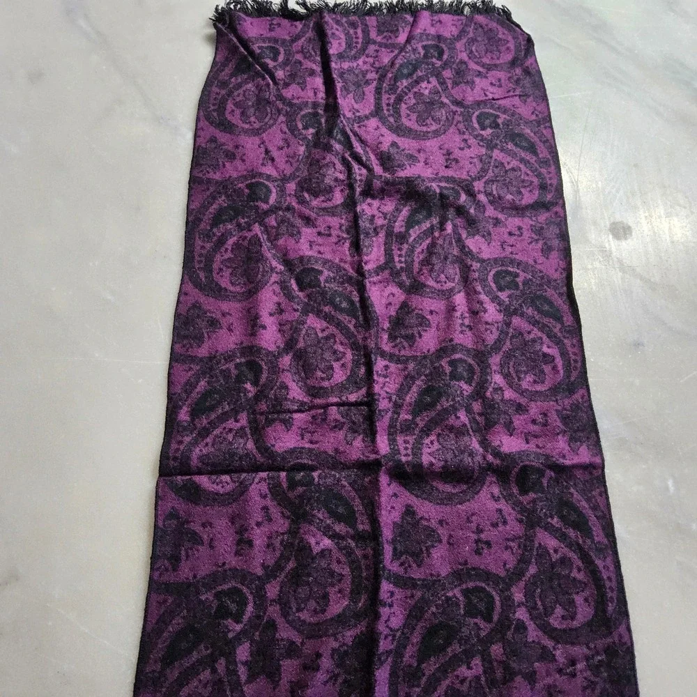 Purple Paisley Scarf‎ with Fringe Women's Fashion Accessory